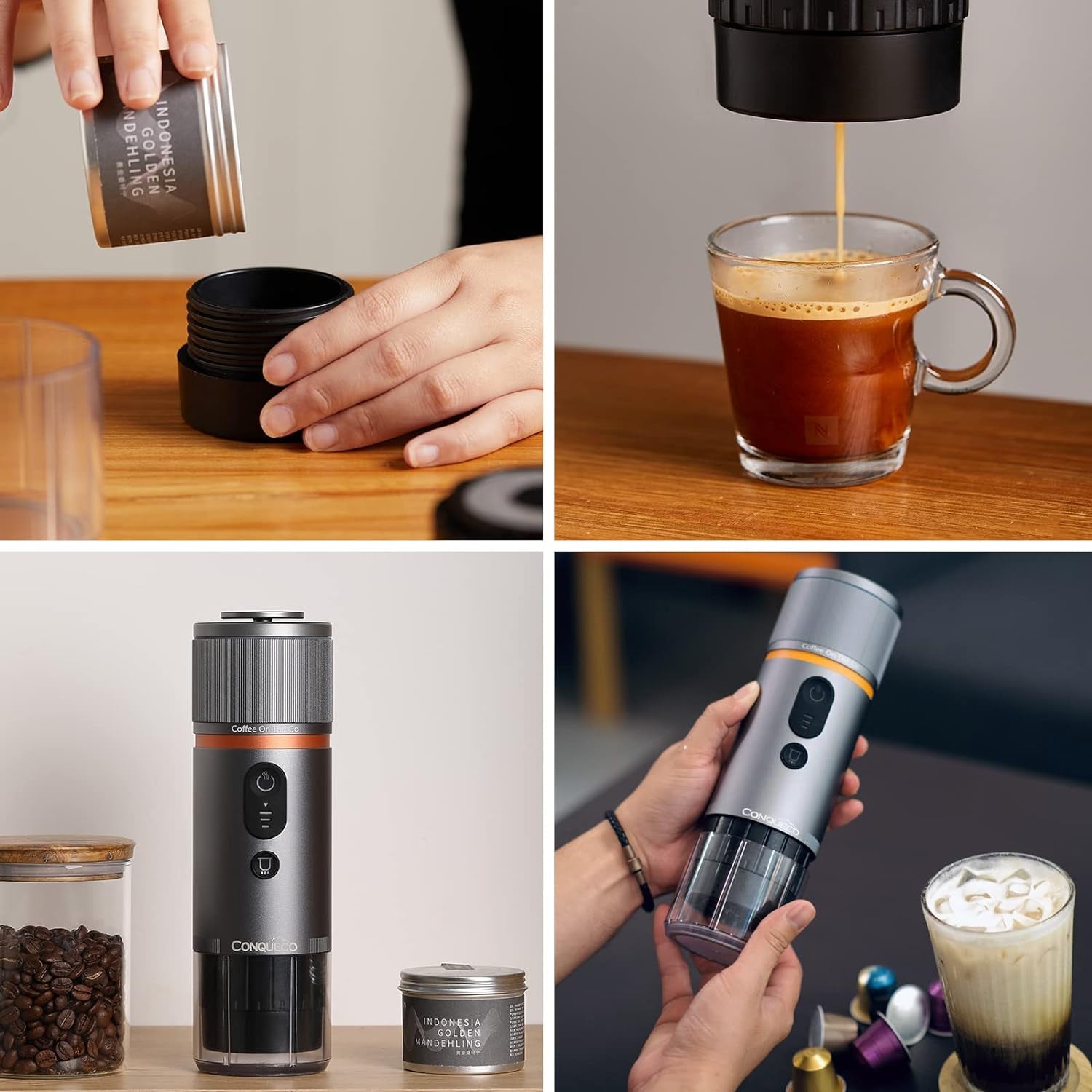 Scopri la Macchina da Caffè Espresso Portatile: Caffettiera Elettrica da Viaggio per Auto e Campeggio, Compatibile con Capsule Nespresso e L'Or