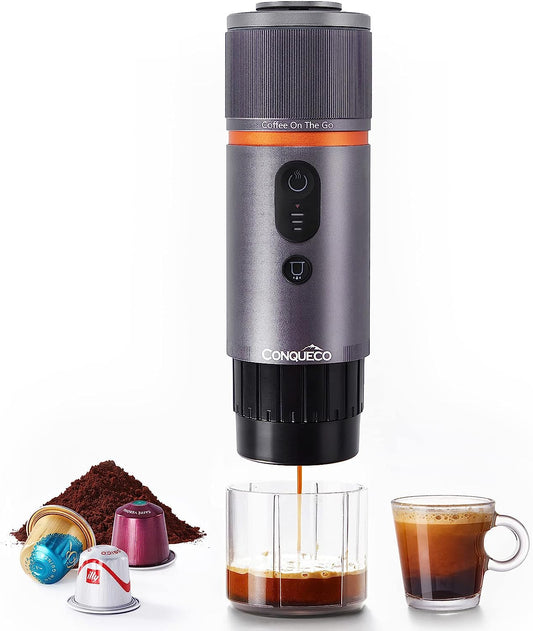 Scopri la Macchina da Caffè Espresso Portatile: Caffettiera Elettrica da Viaggio per Auto e Campeggio, Compatibile con Capsule Nespresso e L'Or